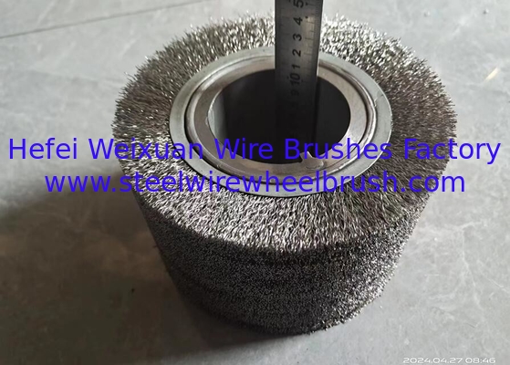 Stainless Steel Corrugated Industrial Steel Wire Roller Brush for Cleaning Metal Parts supplier