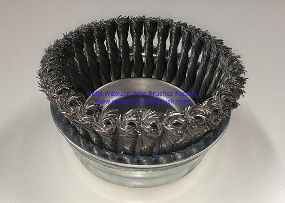 Surface Cleaning 5 Inch Heavy Duty Double Layer Cup Body Twist Knotted Cup Brush supplier