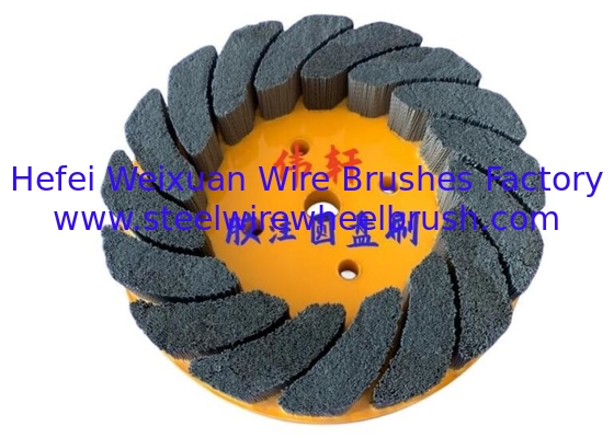 10 Inch OD Glued Abrasive Nylox Disc Brush Rectangular Filament supplier