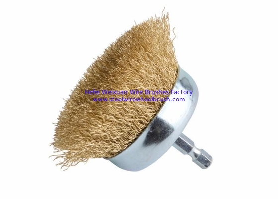 3 Inch Fine Stem Mounted Crimped Wire Cup Brush With Hex Shank Applied Edge Blending supplier