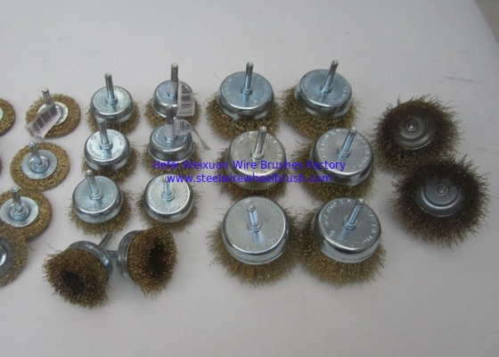 3 Inch Fine Stem Mounted Crimped Wire Cup Brush With Hex Shank Applied Edge Blending supplier