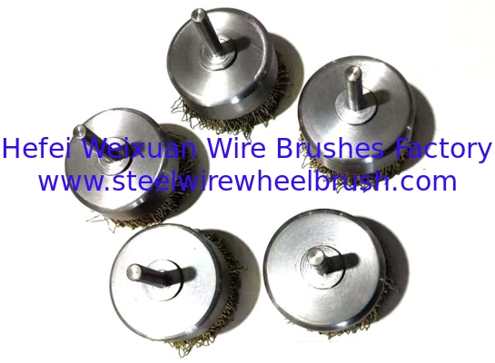 3 Inch Fine Shaft Mounted Cup Brushes Crimped Wire for Edge Blending supplier