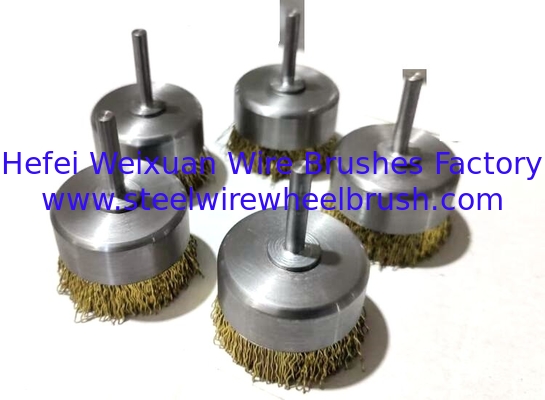 3 Inch Fine Shaft Mounted Cup Brushes Crimped Wire for Edge Blending supplier