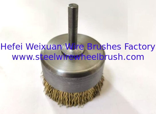 3 Inch Fine Shaft Mounted Cup Brushes Crimped Wire for Edge Blending supplier
