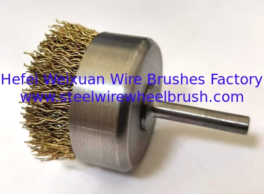 3 Inch Fine Shaft Mounted Cup Brushes Crimped Wire for Edge Blending supplier
