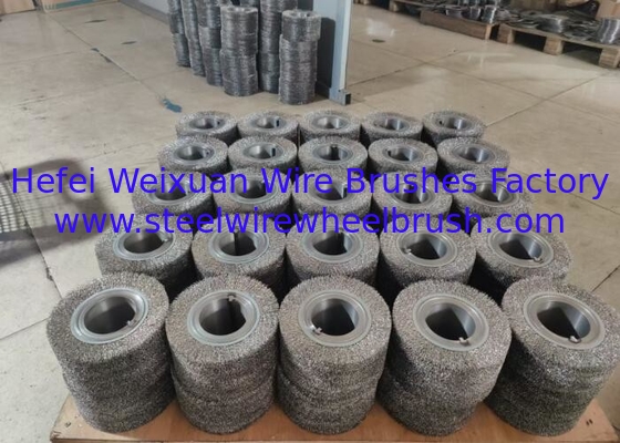 Stainless Steel Corrugated Industrial Steel Wire Roller Brush for Cleaning Metal Parts supplier