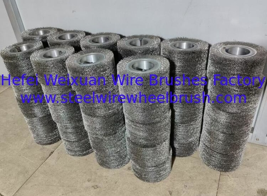 Stainless Steel Corrugated Industrial Steel Wire Roller Brush for Cleaning Metal Parts supplier