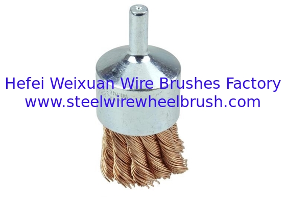 Solid Shank Bronze Fill Wire Knot End Brush 28mm OD for Rust Paint Removal supplier