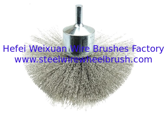 25mm OD Solid Shank Stainless Steel Circular Flared End Brush for Rust Paint Removal supplier