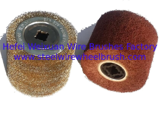 Wood Sanding Metal Brushes Roller 120X100mm / Steel Wire Brush Wheel Roller supplier
