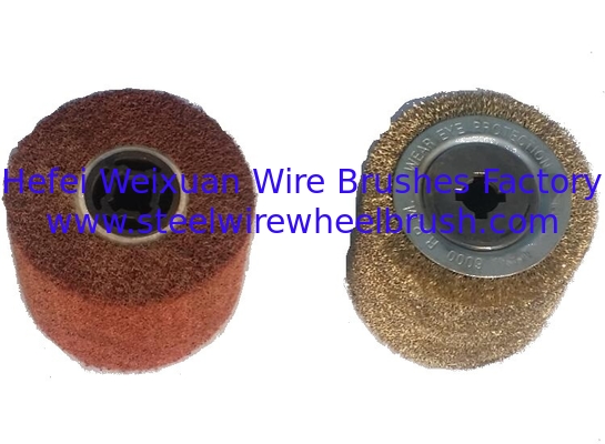 Wood Sanding Metal Brushes Roller 120X100mm / Steel Wire Brush Wheel Roller supplier