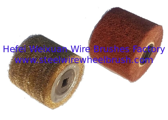 Wood Sanding Metal Brushes Roller 120X100mm / Steel Wire Brush Wheel Roller supplier
