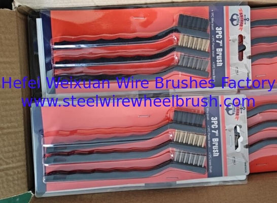 3Pcs Mini Wire Brush Set With Stainless Steel Brass and Nylon Bristles supplier
