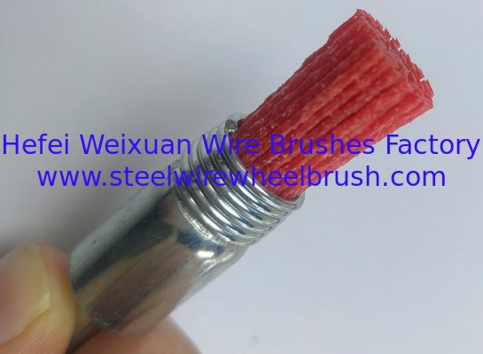 Hex Shank 25mm Diameter Red Color Nylon Bristle Pilot Bonding End Brush for Deburring supplier