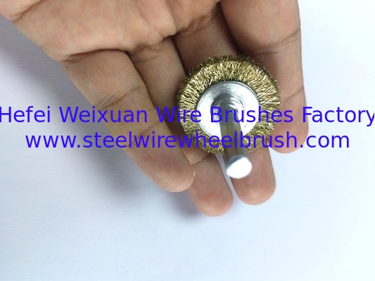 Hot Selling 32mm Diameter Brass Wire Mounted Wheel Wire Brush with 6mm Shank supplier