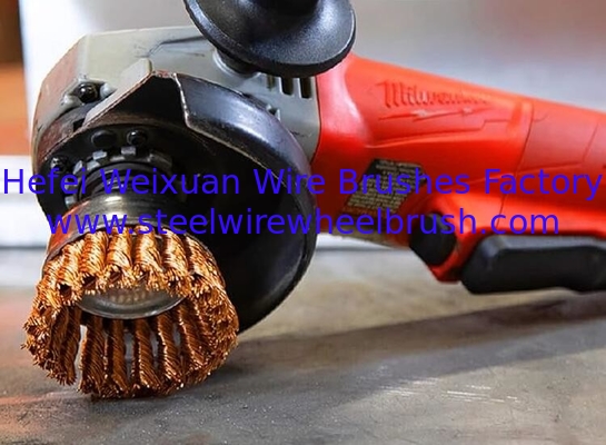 4 Inch OD Twisted Knot Copper Wire Cup Brush 16mm Inner Hole For Removing Paint supplier