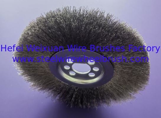 Industrial 170mm Crimped Stainless Steel Wire Brush Wheel with Half Round Keyway supplier