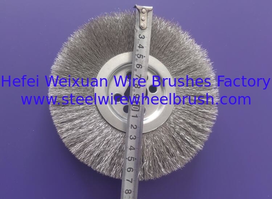 Industrial 170mm Crimped Stainless Steel Wire Brush Wheel with Half Round Keyway supplier
