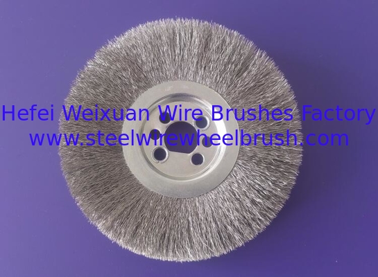 Industrial 170mm Crimped Stainless Steel Wire Brush Wheel with Half Round Keyway supplier