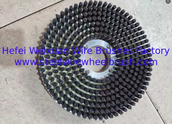Metal Base 7 Rows Silicon Carbide Bristle Nylon Staple Set Disc Brushes 250MM Diameter supplier