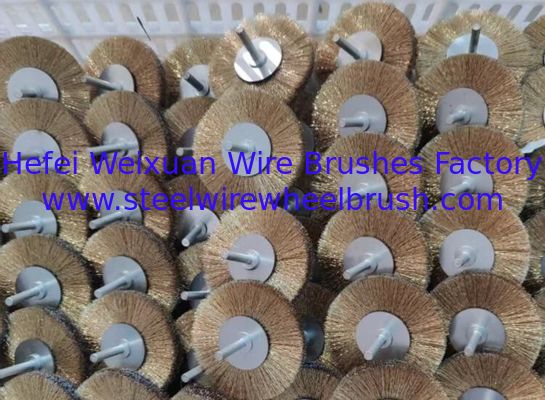 Hot Selling 75mm Crimped Brass Wire Rust Removal Cleaning Brush with Shank 6mm supplier