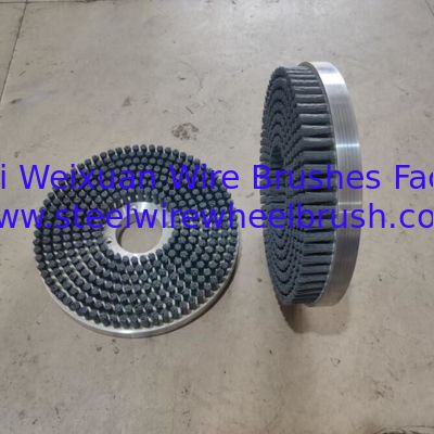 Metal Base 7 Rows Silicon Carbide Bristle Nylon Staple Set Disc Brushes 250MM Diameter supplier
