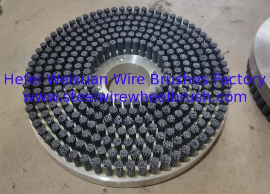 Metal Base 7 Rows Silicon Carbide Bristle Nylon Staple Set Disc Brushes 250MM Diameter supplier