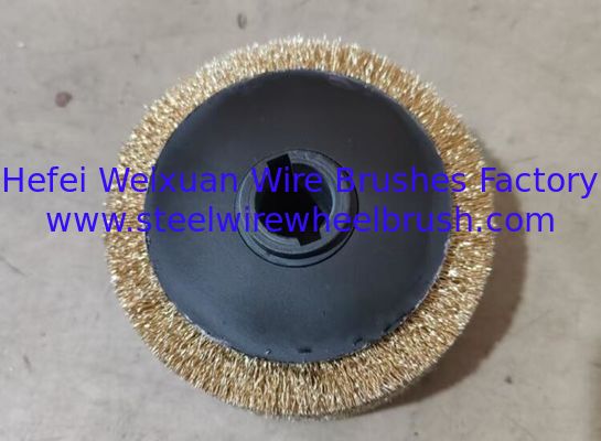 6 Inch Brass Coated Steel Wire Wheel Brush 150 OD with Double Keyseat supplier