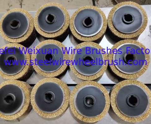 6 Inch Brass Coated Steel Wire Wheel Brush 150 OD with Double Keyseat supplier