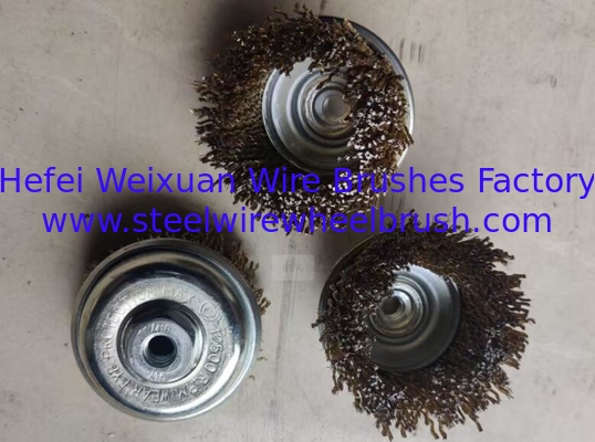 Rotary Silver Color Bowl Crimped Steel Wire Cup Brush 85mm for Cleaning Welds supplier