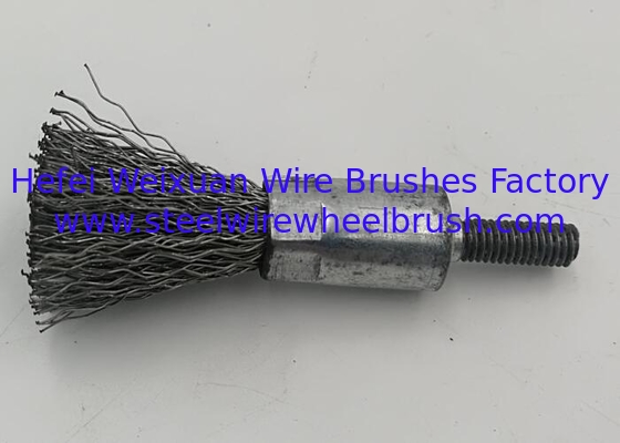 Heavy Duty 19mm OD Screw Shank Steel Wire Crimped End Brush for Paint Removal Tool supplier