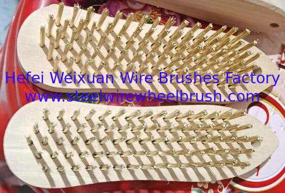 Wood Hand Held Copper Plated Wire Cleaning Brush for Seafood Fish supplier
