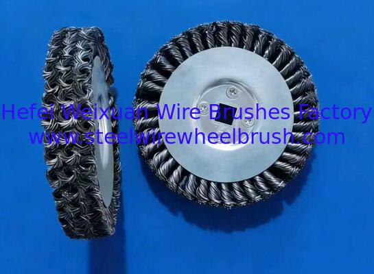 Three Layer Twisted Wire Wheel Brush 10 Inch diameter with Square Hole For Rust Removal supplier