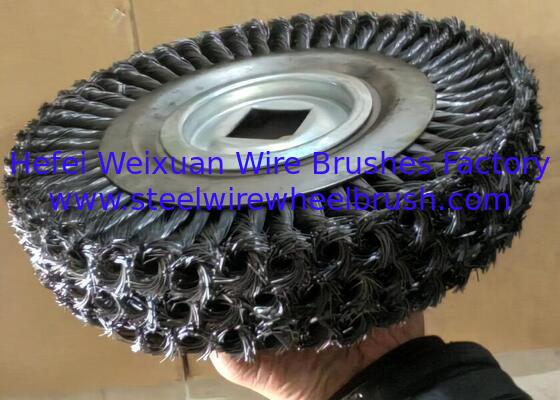 Three Layer Twisted Wire Wheel Brush 10 Inch diameter with Square Hole For Rust Removal supplier