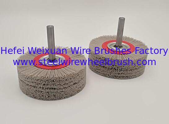 Durable 6 Inch Diameter Power Abrasive Nylon Deburring Brush with Shaft supplier