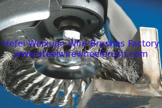 5-Inch Knot Twisted Conical Wire Bevel Wheel Brush with 5/8"-11 Thread for Heavy Duty Weld Slag Rust Paint Removal supplier
