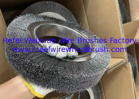 Cylindrical Industrial Tool 12Inch Diameter Crimped Stainless Steel Wire Roller Brush for Removing Heavy Scale supplier