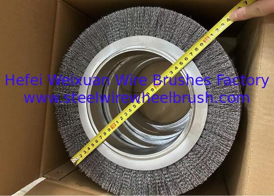 Cylindrical Industrial Tool 12Inch Diameter Crimped Stainless Steel Wire Roller Brush for Removing Heavy Scale supplier