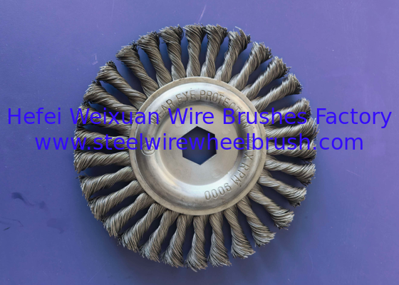 Heavy Duty 7 Inch Twist Knotted Wire Wheel Brush Hex Arbor Hole Carbon Steel Wire Brush for Rust Removal supplier