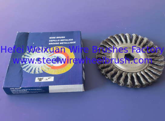 Heavy Duty 7 Inch Twist Knotted Wire Wheel Brush Hex Arbor Hole Carbon Steel Wire Brush for Rust Removal supplier