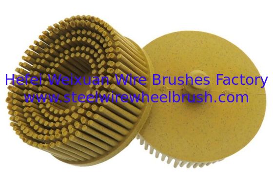 2 Pcs 2" Abrasive Bristle Discs, 80 Grit Yellow, With 1/4" Shank For Angle Grinder / Drill