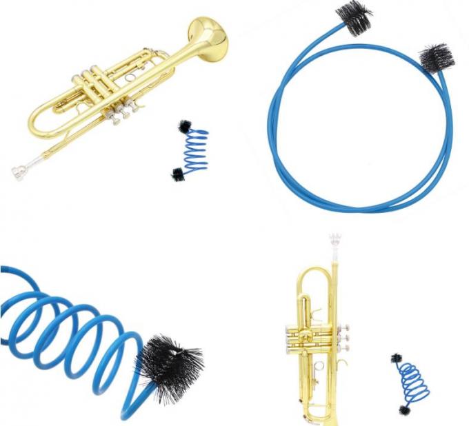 3-Piece Trombone & Trumpet Cleaning Kit - Soft Mouthpiece Brush, Valve Brush & Flexible Snake Brush For Brass Instruments